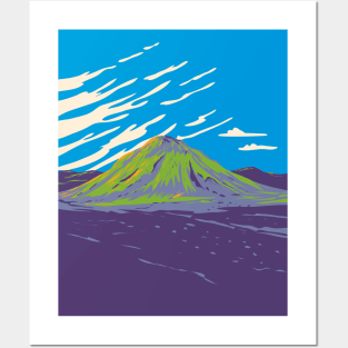 Maelifell Volcano in Southern Iceland WPA Art Deco Poster Posters and Art